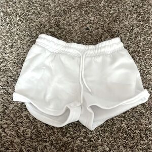cute comfy, white sweatshorts